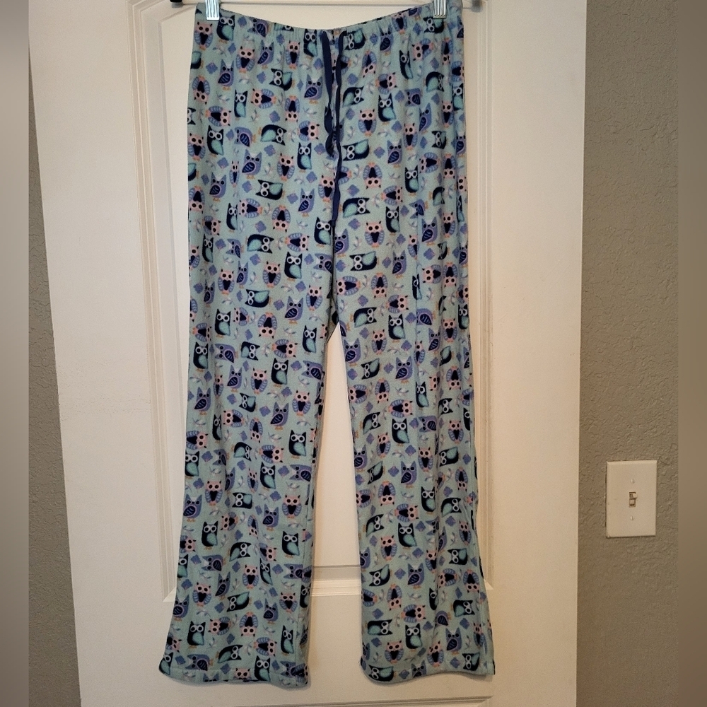 🩷 3/$15 Goodnight Kiss Women's Owl Print Blue Pajama Bottoms, Medium